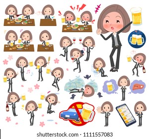 A set of women related to alcohol.
There is a lively appearance and action that expresses failure about alcohol.

