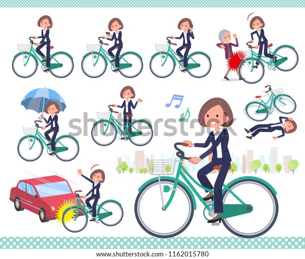 A set of
women riding a city cycle.There are actions on manners and
troubles.It's vector art so it's easy to
edit.