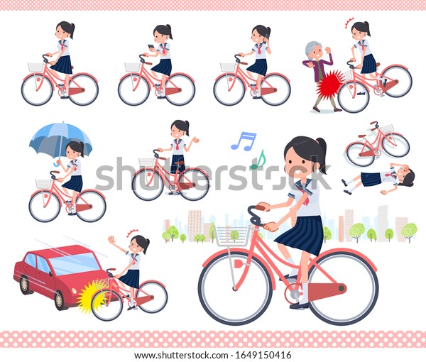 A set of\
women riding a city cycle.There are actions on manners and\
troubles.It\'s vector art so it\'s easy to\
edit.\
