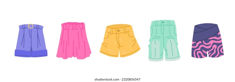 Un conjunto de pantalones cortos para mujeres aislados en un fondo blanco.