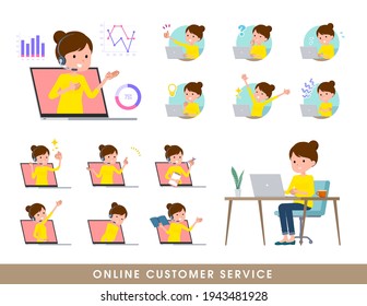 A set of women serving customers online.It's vector art so easy to edit.