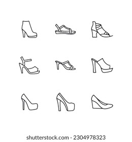 set of women shoes icons