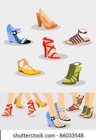 Set Women Shoes Illustration Shoes On Stock Vector (Royalty Free) 86033548