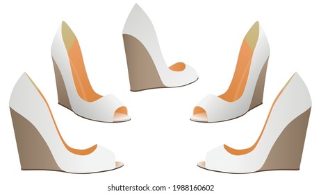 set of  Women Shoes, Women Sandal isolated on white background