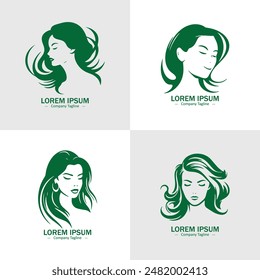 Set of Women silhouettes. Suitable for logo, emblem, pattern, typography etc. Isolated on white background. Vector illustration