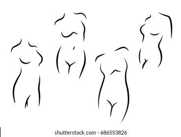 set of women silhouettes vector 