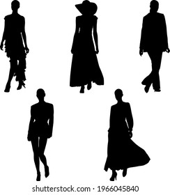 set of women silhouettes - vector illustration