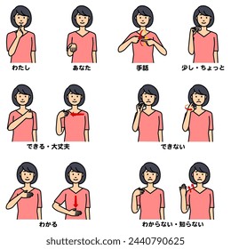 A set of women speaking in sign language   Translation : I, you, sign language, a little, I can, I can't, I understand, I don't understand