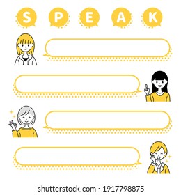 A set of women and speech bubbles.