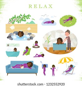 A set of women in sportswear about relaxing.There are actions such as vacation and stress relief.It's vector art so it's easy to edit.