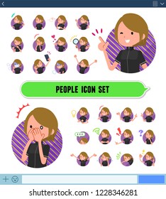A set of women in sportswear with expresses various emotions on the SNS screen.There are variations of emotions such as joy and sadness.It's vector art so it's easy to edit.