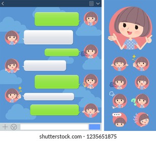 A set of women in Sportswear with expresses various emotions on the SNS window.There are variations of emotions such as joy and sadness.It's vector art so it's easy to edit.