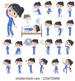 A set of women in sportswear with injury and illness.There are actions that express dependence and death.It's vector art so it's easy to edit.