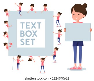 A set of women in sportswear with a message board.Since each is divided, you can move it freely.It's vector art so it's easy to edit.