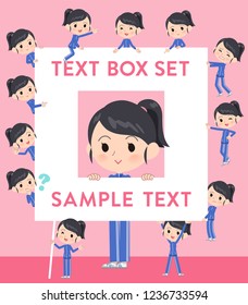 A set of women in sportswear with a message board.Since each is divided, you can move it freely.It's vector art so it's easy to edit.
