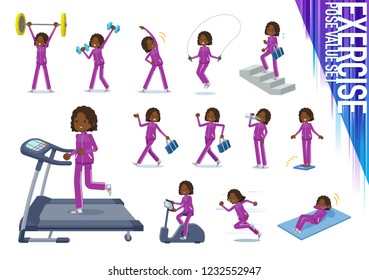 A set of women in sportswear on exercise and sports.There are various actions to move the body healthy.It's vector art so it's easy to edit.