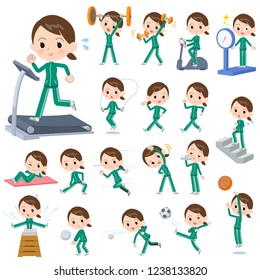 A set of women in sportswear on exercise and sports.There are various actions to move the body healthy.It's vector art so it's easy to edit.