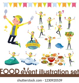 A set of women in sportswear on food events.There are actions that have a fork and a spoon and are having fun.It's vector art so it's easy to edit.