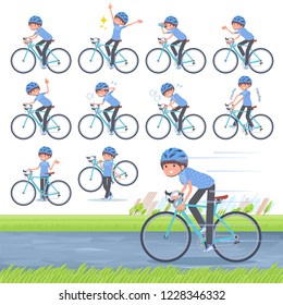 A set of women in sportswear on a road bike.There is an action that is enjoying.It's vector art so it's easy to edit.