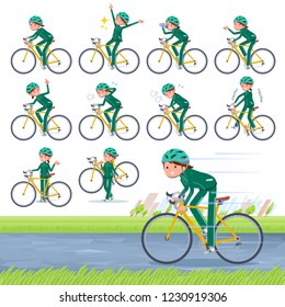 A set of women in sportswear on a road bike.There is an action that is enjoying.It's vector art so it's easy to edit.