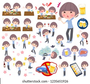 A set of women in Sportswear related to alcohol.There is a lively appearance and action that expresses failure about alcohol.It's vector art so it's easy to edit.