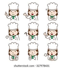 Set of women in various poses / Female chef