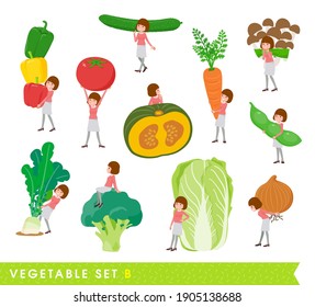 Un conjunto de mujeres y verduras.tipo B.Es arte vectorial tan fácil de editar.
