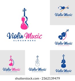 Plantilla de diseño del logotipo de Women Violin. Ilustración vectorial del logotipo de Violin creativo.