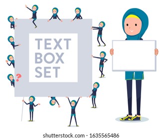 A set of women wearing hijab with a message board.Since each is divided, you can move it freely.It's vector art so it's easy to edit.
