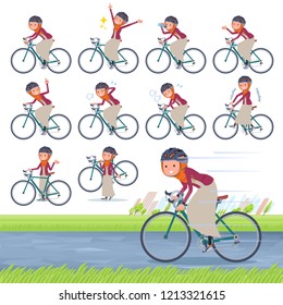 A set of women wearing hijab on a road bike.There is an action that is enjoying.It's vector art so it's easy to edit.