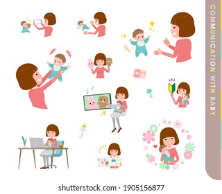 A set of women who communicate with their baby.It's vector art so easy to edit.