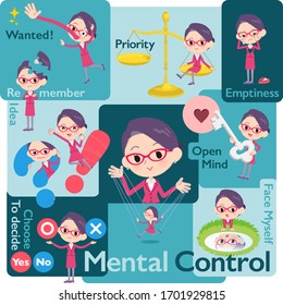 A set of women who control emotions.A variety of image illustrations expressing self emotion.It's vector art so it's easy to edit.