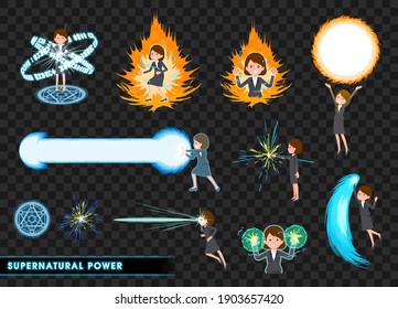 A set of women who demonstrate supernatural powers.It's vector art so easy to edit.