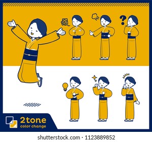 A set of women who express various emotions. There are variations of expressions expressing doubts and anger. With vector data, you can edit two colors in the Swatches panel.