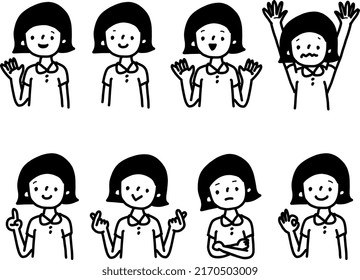A set of women who make various gestures 2