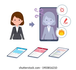 A set of women whose personalities change on the Internet..It's vector art so it's easy to edit,