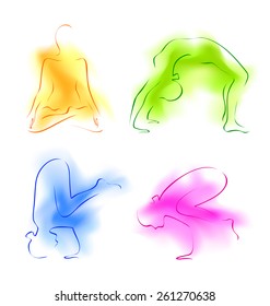 Set of women yoga asanas. Vector illustration