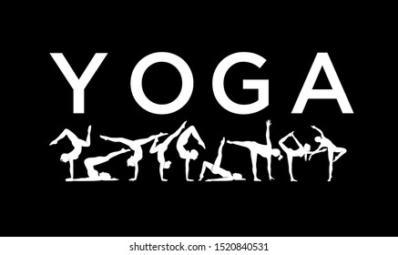 set women yoga icon design logo silhouette template