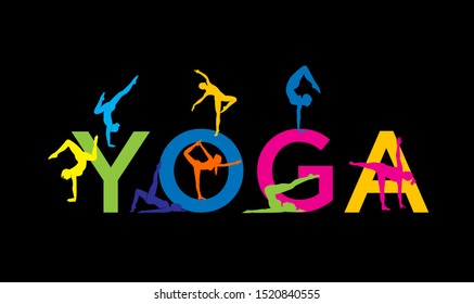set women yoga icon design logo silhouette template