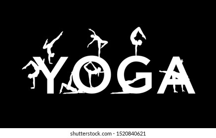 set women yoga icon design logo silhouette template