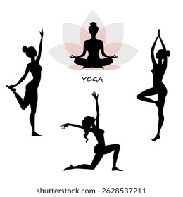 Set of Women in Yoga poses 