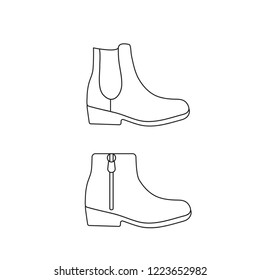 a set of women's autumn boots; vector icon,  graphic symbol isolated on white.