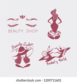 Set of women's beauty and style icons vector
