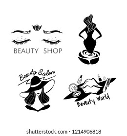 Set of women's beauty and style icons vector