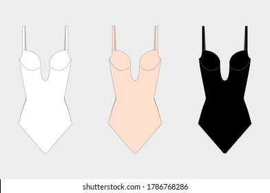 Conjunto de trajes para mujeres. Boudoir. Juegos de ropa interior básica para mujeres. Bra y calzoncillos. Ilustración vectorial.