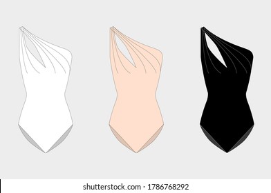 Set of women's bodysuits. Boudoir set. Sets of basic women's underwear. Bra and underpants. Vector illustration.