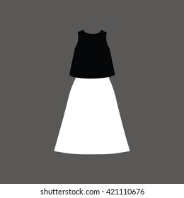 set of women's clothes drawn in the vector. skirt. top. blouse.