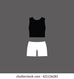 set of women's clothes drawn in the vector. shorts. top. blouse. shirt.