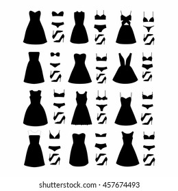 set of women's clothes drawn in the vector