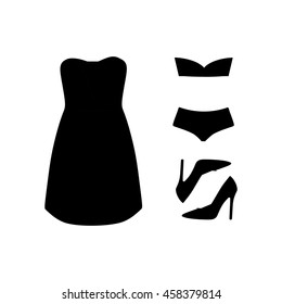 set of women's clothes drawn in the vector
